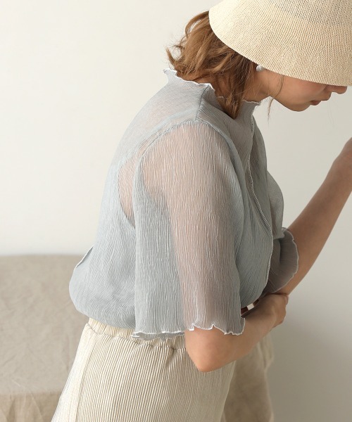 Bab（バブ）の「【WEB限定】キャミソール付シアーメロウ半袖トップス（Tシャツ/カットソー・レディース・ベージュ/オフホワイト/サックスブルー/ピンク・38）」の20枚目の写真