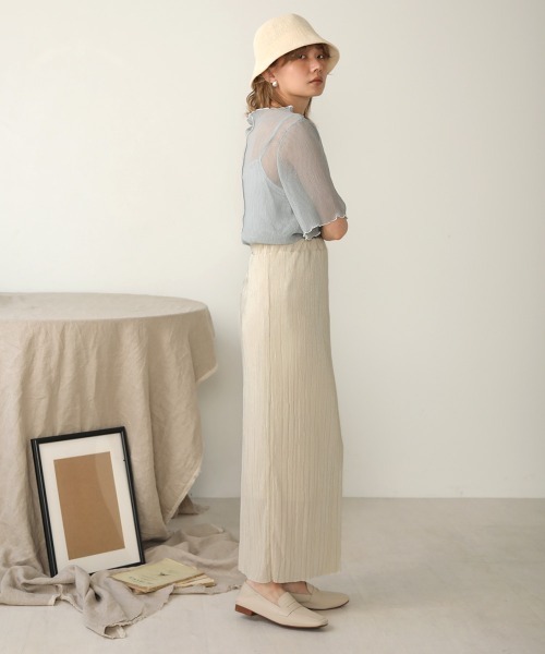 Bab（バブ）の「【WEB限定】キャミソール付シアーメロウ半袖トップス（Tシャツ/カットソー・レディース・ベージュ/オフホワイト/サックスブルー/ピンク・38）」の22枚目の写真