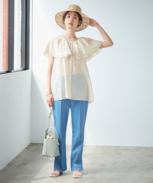 ROPE'（ロペ）の「【洗える】ティアードラッフルブラウス（シャツ/ブラウス・レディース・ベージュ/ネイビー/オフホワイト・38）」の16枚目の写真