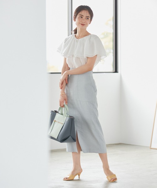 ROPE'（ロペ）の「【洗える】ティアードラッフルブラウス（シャツ/ブラウス・レディース・ベージュ/ネイビー/オフホワイト・38）」の12枚目の写真