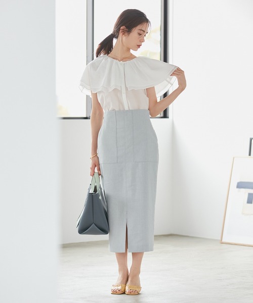 ROPE'（ロペ）の「【洗える】ティアードラッフルブラウス（シャツ/ブラウス・レディース・ベージュ/ネイビー/オフホワイト・38）」の15枚目の写真