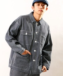 FREE GATE | FREE GATE スラブデニム オーバーサイズ ビッグシルエット ワークジャケット カバーオール(カバーオール)