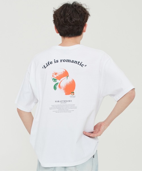 ROMANTIC CROWN（ロマンティッククラウン）の「【ROMANTIC CROWN】COLOR DOT ORANGE TEE / ロマンティッククラウン カラー ドット オレンジ Tシャツ（Tシャツ/カットソー・メンズ・ホワイト/ライトパープル/ネイビー/アイボリー・LARGE/SMALL/MEDIUM/X-LARGE）」の2枚目の写真