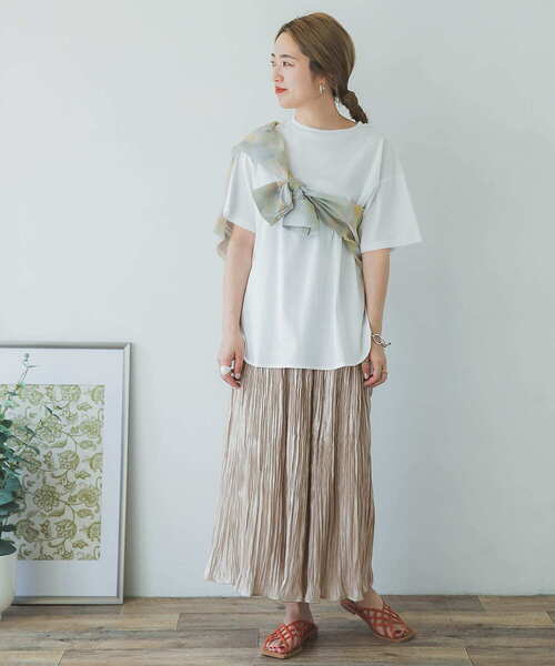 ITEMS URBANRESEARCH(アイテムズ アーバンリサーチ)の「シャイニープリーツスカート(スカート・レディース・ピンクベージュ/チャコールグレー/オレンジ/グレー・FREE)」の6枚目の写真