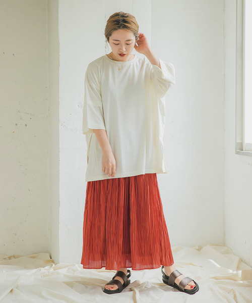 ITEMS URBANRESEARCH(アイテムズ アーバンリサーチ)の「シャイニープリーツスカート(スカート・レディース・ピンクベージュ/チャコールグレー/オレンジ/グレー・FREE)」の11枚目の写真