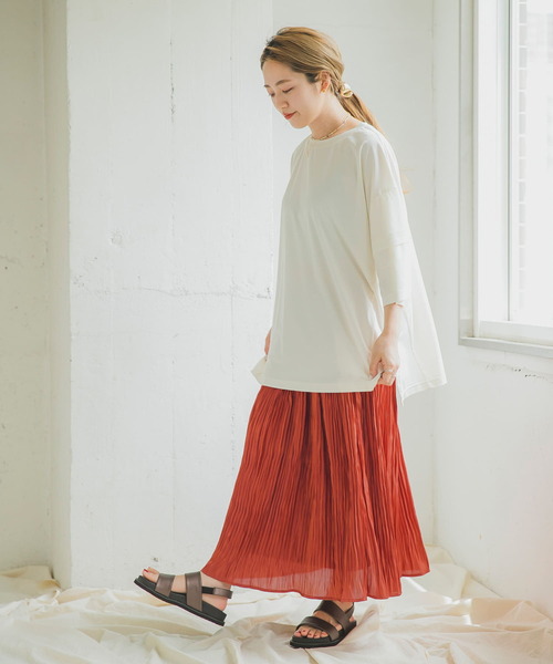 ITEMS URBANRESEARCH(アイテムズ アーバンリサーチ)の「シャイニープリーツスカート(スカート・レディース・ピンクベージュ/チャコールグレー/オレンジ/グレー・FREE)」の12枚目の写真