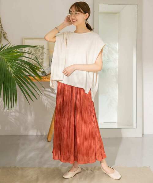 ITEMS URBANRESEARCH(アイテムズ アーバンリサーチ)の「シャイニープリーツスカート(スカート・レディース・ピンクベージュ/チャコールグレー/オレンジ/グレー・FREE)」の22枚目の写真