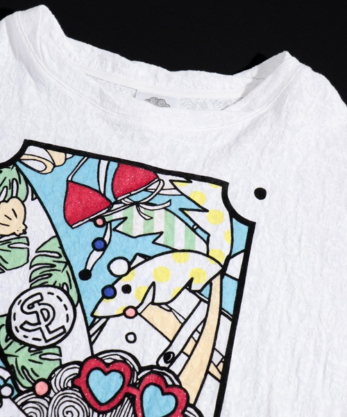 Tシャツ カットソー トップススカラーちゃんの夏休み柄ローズジャガードプルオーバー Tシャツ カットソー Scolar スカラー のファッション