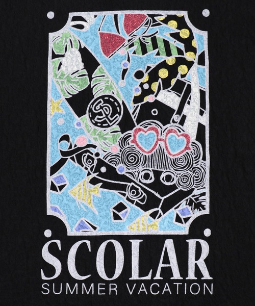 Tシャツ カットソー トップススカラーちゃんの夏休み柄ローズジャガードプルオーバー Tシャツ カットソー Scolar スカラー のファッション