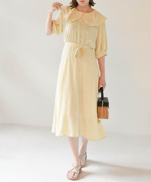 muure（ミュール）の「ビッグカラー花柄ワンピース（ワンピース・レディース・ブルー/ブラック/イエロー・FREE）」の16枚目の写真