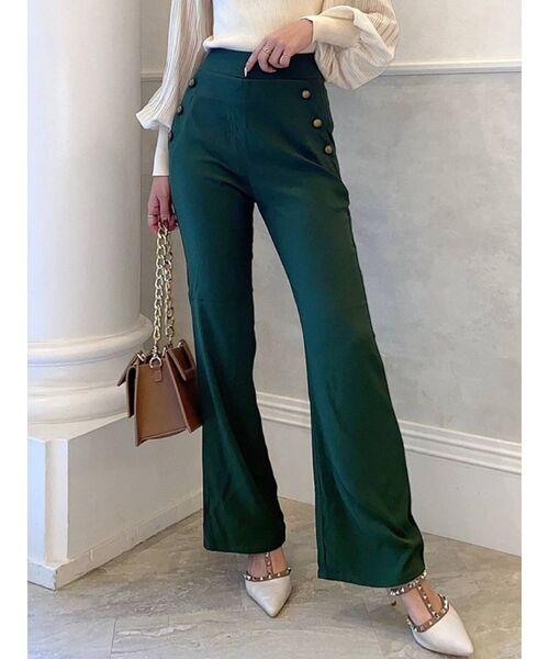 RESEXXY（リゼクシー）の「サイドボタンセミフレアパンツ（その他パンツ・レディース・ブラック/ブラウン/グリーン・FREE）」の3枚目の写真