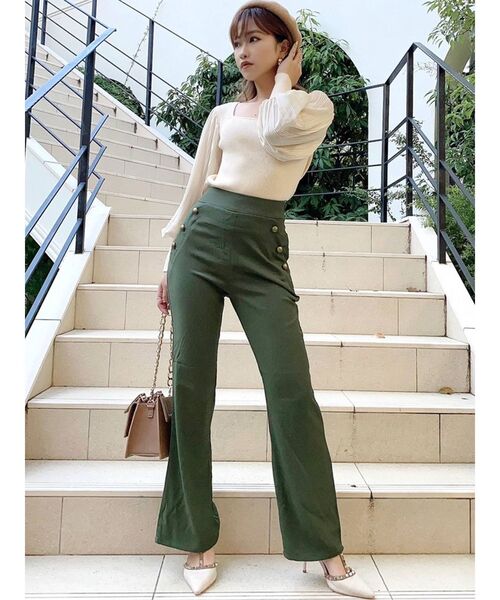 RESEXXY（リゼクシー）の「サイドボタンセミフレアパンツ（その他パンツ・レディース・ブラック/ブラウン/グリーン・FREE）」の8枚目の写真