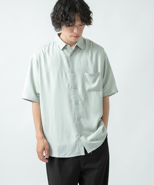 ITEMS URBANRESEARCH（アイテムズ アーバンリサーチ）の「レーヨンリネン 半袖シャツ（シャツ/ブラウス・メンズ・チャコールグレー/オレンジ/ミント/グレー系その他・MEDIUM/LARGE）」の16枚目の写真