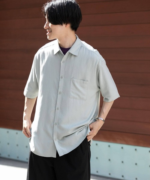 ITEMS URBANRESEARCH（アイテムズ アーバンリサーチ）の「レーヨンリネン 半袖シャツ（シャツ/ブラウス・メンズ・チャコールグレー/オレンジ/ミント/グレー系その他・MEDIUM/LARGE）」の19枚目の写真