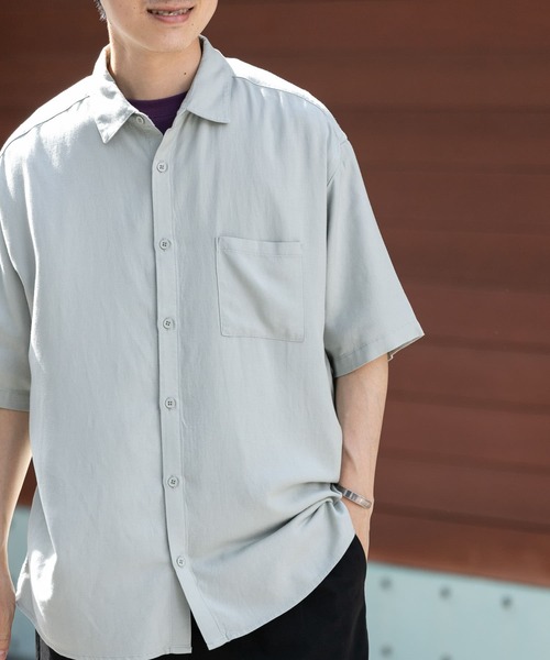 ITEMS URBANRESEARCH（アイテムズ アーバンリサーチ）の「レーヨンリネン 半袖シャツ（シャツ/ブラウス・メンズ・チャコールグレー/オレンジ/ミント/グレー系その他・MEDIUM/LARGE）」の20枚目の写真