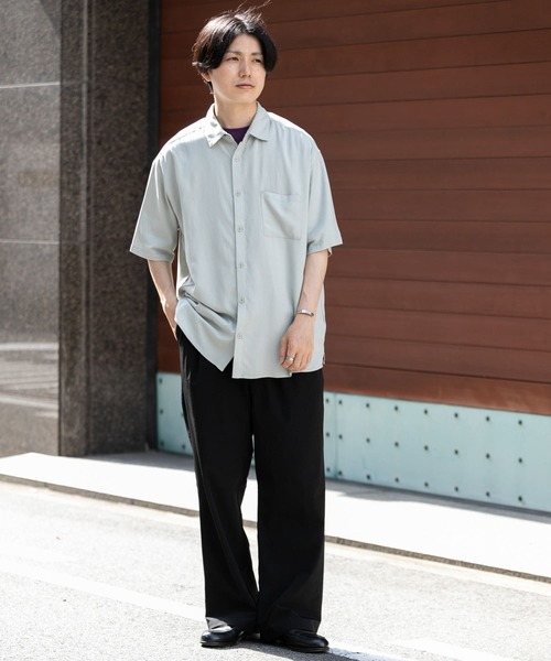 ITEMS URBANRESEARCH（アイテムズ アーバンリサーチ）の「レーヨンリネン 半袖シャツ（シャツ/ブラウス・メンズ・チャコールグレー/オレンジ/ミント/グレー系その他・MEDIUM/LARGE）」の21枚目の写真