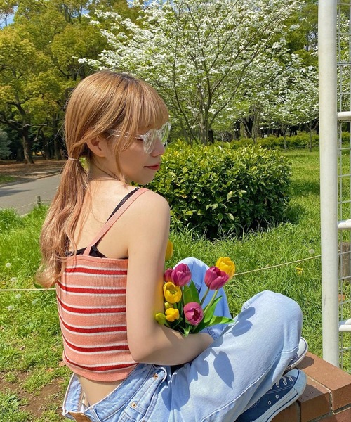 WEGO（ウィゴー）の「WEGO/マルチボーダーキャミ（キャミソール・レディース・サックスブルー/ピンク/オレンジ/グリーン・FREE）」の13枚目の写真