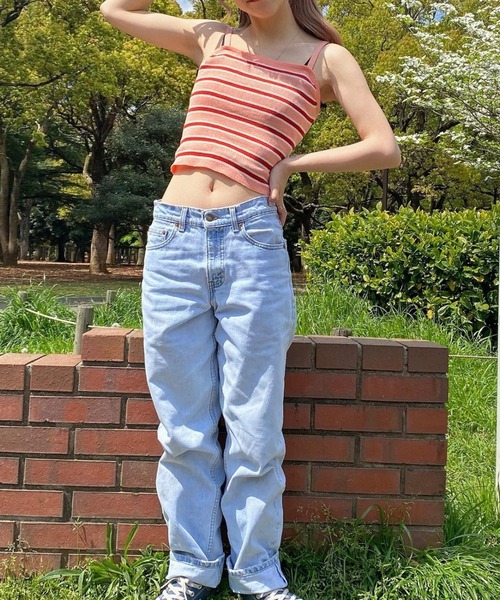 WEGO（ウィゴー）の「WEGO/マルチボーダーキャミ（キャミソール・レディース・サックスブルー/ピンク/オレンジ/グリーン・FREE）」の12枚目の写真