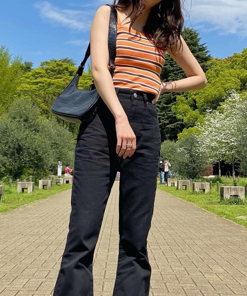 WEGO（ウィゴー）の「WEGO/マルチボーダーキャミ（キャミソール・レディース・サックスブルー/ピンク/オレンジ/グリーン・FREE）」の14枚目の写真