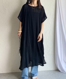 She's Closet（シーズクローゼット）の「ランダムプリーツシアーシフォン半袖ロングワンピース[インナーキャミワンピース付き]（ワンピース）」