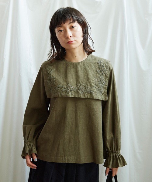 楽天市場】[ cloud nine ] 綿麻 ミモザ刺繍 レイヤード風
