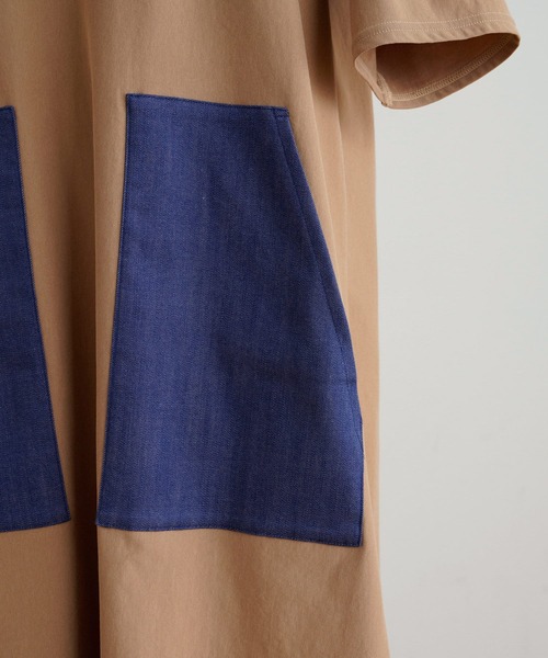 BEARDSLEY（ビアズリー）の「デニムポケットジャージーワンピース（ワンピース・レディース・アイボリー/キャメル・FREE）」の7枚目の写真