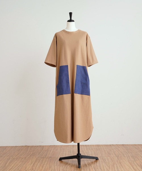 BEARDSLEY（ビアズリー）の「デニムポケットジャージーワンピース（ワンピース・レディース・アイボリー/キャメル・FREE）」の12枚目の写真