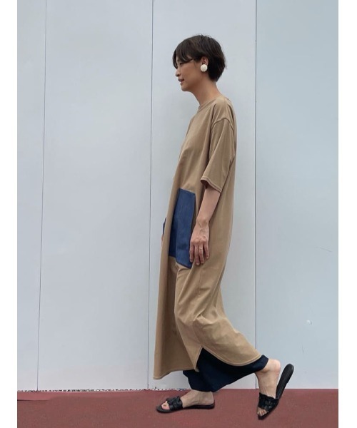 BEARDSLEY（ビアズリー）の「デニムポケットジャージーワンピース（ワンピース・レディース・アイボリー/キャメル・FREE）」の15枚目の写真