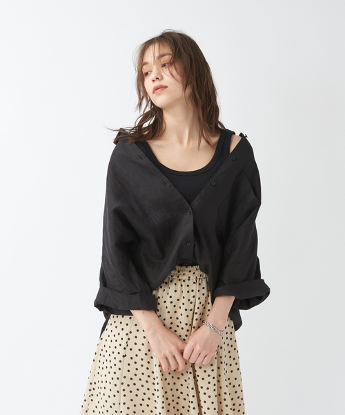 Rouge vif(ルージュヴィフ)の「2WAYサーマルタンクトップ(タンクトップ・レディース・オフホワイト/ブラック/ブラウン・フリー)」の2枚目の写真