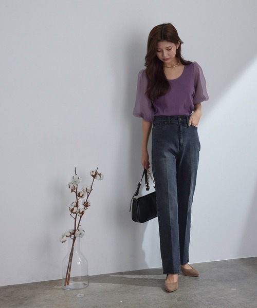 vis-`a-vis(ビサビ)の「【WEB限定】ストレッチ&美シルエット。デニムフレアパンツ(デニムパンツ・レディース・ブラック/ブルー系その他4・SS/S/M/L)」の3枚目の写真