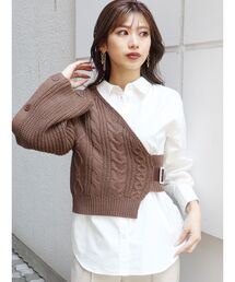 【ONLINE限定】アシメニットレイヤードシャツ