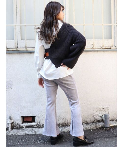 MURUA（ムルーア）の「【ONLINE限定】アシメニットレイヤードシャツ（シャツ/ブラウス・レディース・ブラック/ブラウン/アイボリー・FREE）」の6枚目の写真