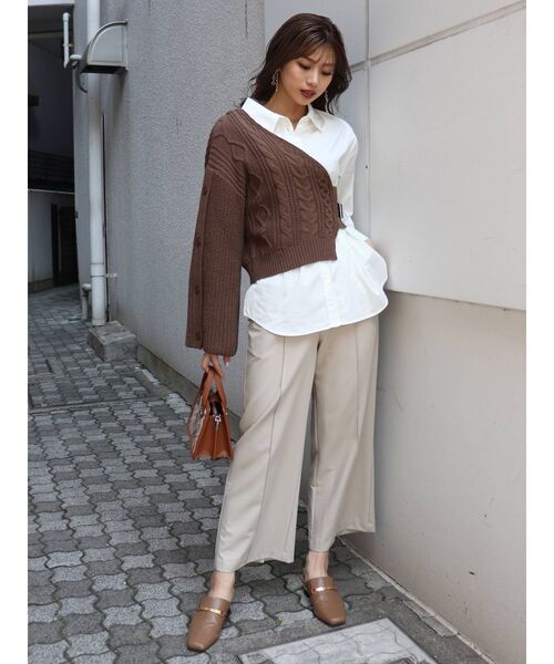 MURUA（ムルーア）の「【ONLINE限定】アシメニットレイヤードシャツ（シャツ/ブラウス・レディース・ブラック/ブラウン/アイボリー・FREE）」の10枚目の写真