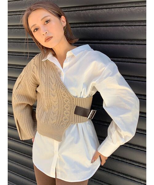 MURUA（ムルーア）の「【ONLINE限定】アシメニットレイヤードシャツ（シャツ/ブラウス・レディース・ブラック/ブラウン/アイボリー・FREE）」の17枚目の写真