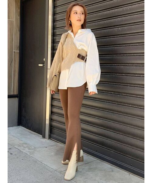 MURUA（ムルーア）の「【ONLINE限定】アシメニットレイヤードシャツ（シャツ/ブラウス・レディース・ブラック/ブラウン/アイボリー・FREE）」の18枚目の写真