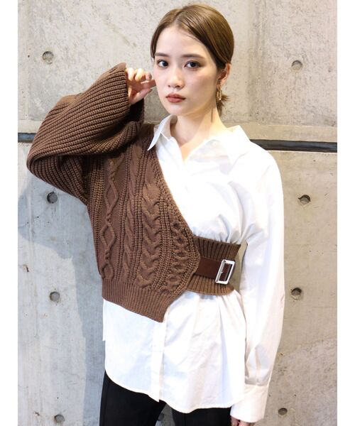 MURUA（ムルーア）の「【ONLINE限定】アシメニットレイヤードシャツ（シャツ/ブラウス・レディース・ブラック/ブラウン/アイボリー・FREE）」の19枚目の写真