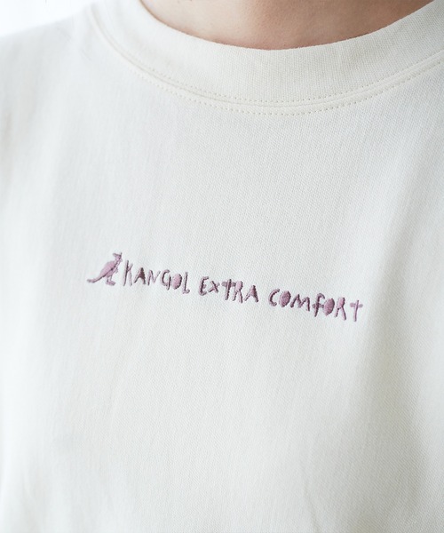 KANGOL EXTRA COMFORT（カンゴールエクストラコンフォート）の「バイカラー(配色)ステッチ オーバーサイズ ラウンドヘムロンT（チュニック・レディース・ブラック/ブルーグレー/モカ/ライトベージュ・LL/M/L）」の22枚目の写真