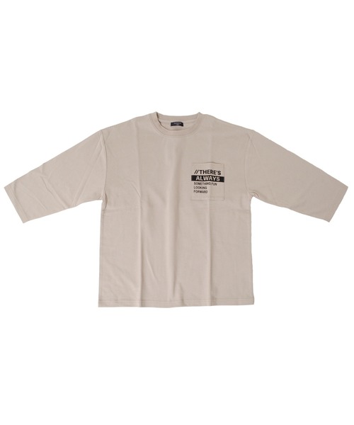 GLAZOS（グラソス）の「タフ天竺・ドロップショルダーポケットプリント7分袖Tシャツ（Tシャツ/カットソー・キッズ・ホワイト/ブラック/グレー/ブルー・130cm/140cm/150cm/160cm/170cm）」の3枚目の写真