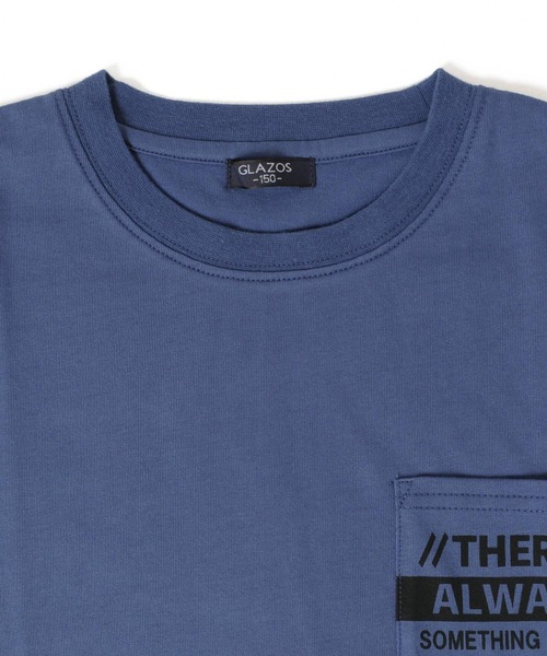 GLAZOS（グラソス）の「タフ天竺・ドロップショルダーポケットプリント7分袖Tシャツ（Tシャツ/カットソー・キッズ・ホワイト/ブラック/グレー/ブルー・130cm/140cm/150cm/160cm/170cm）」の12枚目の写真