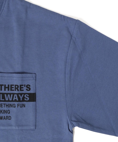 GLAZOS（グラソス）の「タフ天竺・ドロップショルダーポケットプリント7分袖Tシャツ（Tシャツ/カットソー・キッズ・ホワイト/ブラック/グレー/ブルー・130cm/140cm/150cm/160cm/170cm）」の8枚目の写真