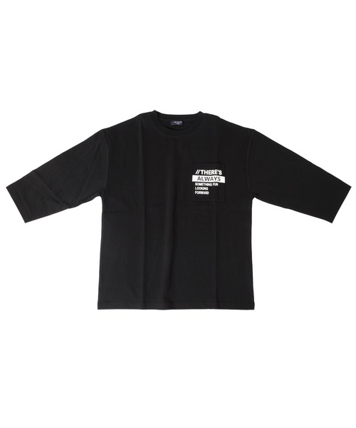 GLAZOS（グラソス）の「タフ天竺・ドロップショルダーポケットプリント7分袖Tシャツ（Tシャツ/カットソー・キッズ・ホワイト/ブラック/グレー/ブルー・130cm/140cm/150cm/160cm/170cm）」の5枚目の写真