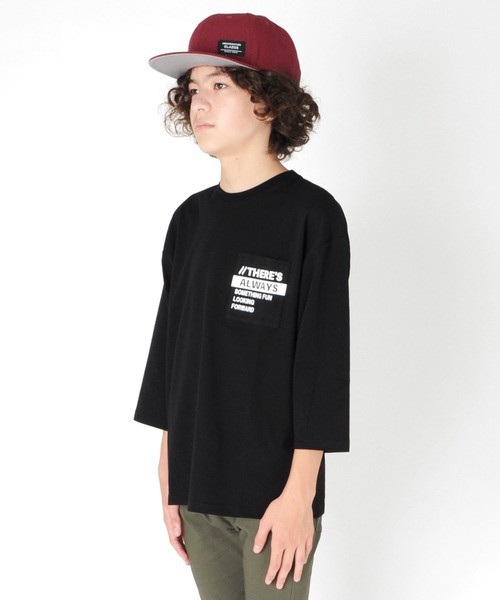 GLAZOS（グラソス）の「タフ天竺・ドロップショルダーポケットプリント7分袖Tシャツ（Tシャツ/カットソー・キッズ・ホワイト/ブラック/グレー/ブルー・130cm/140cm/150cm/160cm/170cm）」の17枚目の写真