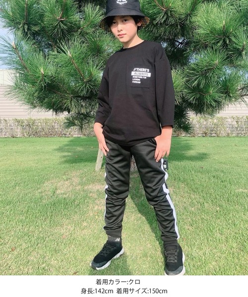 GLAZOS（グラソス）の「タフ天竺・ドロップショルダーポケットプリント7分袖Tシャツ（Tシャツ/カットソー・キッズ・ホワイト/ブラック/グレー/ブルー・130cm/140cm/150cm/160cm/170cm）」の19枚目の写真