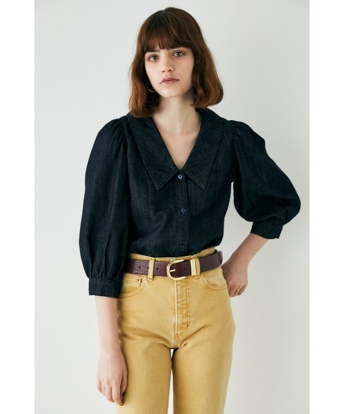 MOUSSY(マウジー)の「BIG COLLAR DENIM ブラウス(シャツ/ブラウス・レディース・ワンウォッシュ/ホワイト・1/2)」の1枚目の写真
