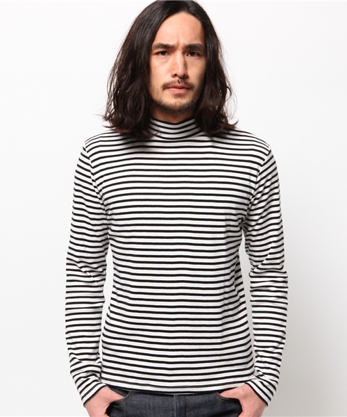 WEGO（ウィゴー）の「WEGO/フライスハイネックTシャツ（Tシャツ/カットソー・メンズ・ホワイト/ホワイト系その他/ネイビー・LARGE/MEDIUM）」の12枚目の写真