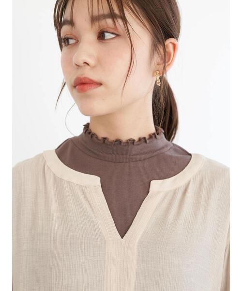 earth music&ecology（アースミュージックアンドエコロジー）の「シアークレープティアードチュニック ＊（チュニック・レディース・ブラック/ベージュ/ピンクベージュ・FREE）」の7枚目の写真