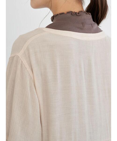 earth music&ecology（アースミュージックアンドエコロジー）の「シアークレープティアードチュニック ＊（チュニック・レディース・ブラック/ベージュ/ピンクベージュ・FREE）」の8枚目の写真