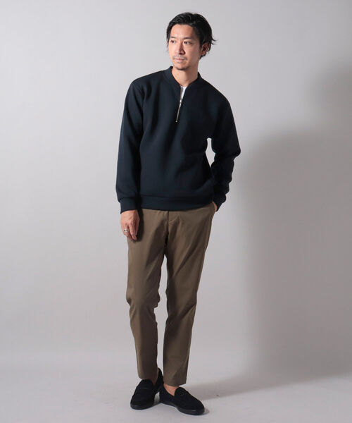 NOLLEY'S goodman（ノーリーズグッドマン）の「ハーフZIP プルオーバー スウェット ダンボール ニット（スウェット・メンズ・ベージュ/ネイビー・S/M/L/LL）」の3枚目の写真