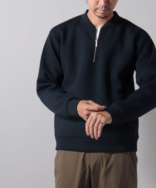 NOLLEY'S goodman（ノーリーズグッドマン）の「ハーフZIP プルオーバー スウェット ダンボール ニット（スウェット・メンズ・ベージュ/ネイビー・S/M/L/LL）」の4枚目の写真