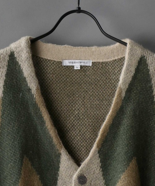 SITRY(シトリー)の「Double Jacquard Knit Cardigan/ダブルジャガード ニット ルーズカーディガン/カーデ(カーディガン/ボレロ・メンズ・アイボリー/グレイッシュベージュ・M/L)」の3枚目の写真